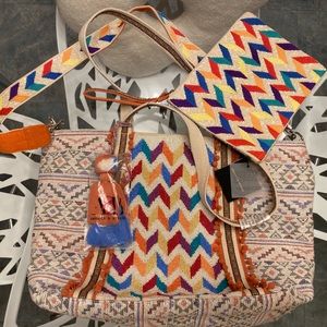 COPY - America & Beyond beaded tote with pouch boho travel carryon